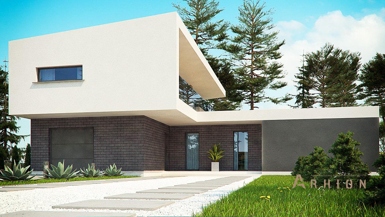 2. Проект двухэтажного дома в стиле хай-тек с плоской кровлей , zx70, площадью - 192 кв c балконом, гаражом